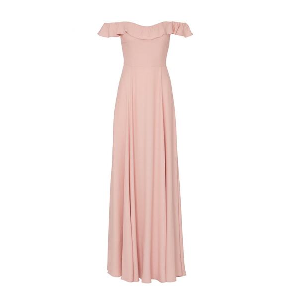 Reformation Verbena Blush Pink Off Shoulder Gown Size 2 - Picture 5 of 10
